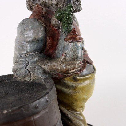 Ancient Statue Garden Dwarf N. Malerbi Italy \'900 Painted Concrete