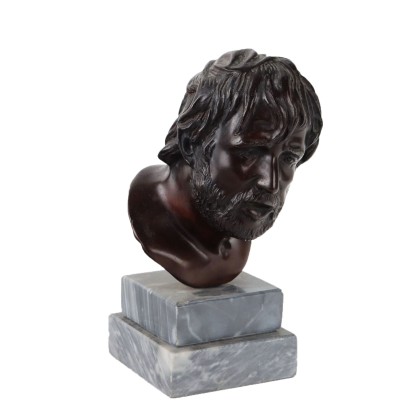 Antique Sculpture Seneca's Head Bronze Italy XX Century