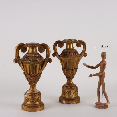 Paire de Vases en Style Néoclassique Bois Italie XIXe Siècle