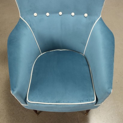 Armchair Design Italy 1950s Padded Seat Padding Velvet Wood
