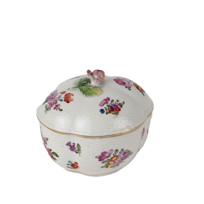 Sucrier Ancien Porcelaine Ludwigsburg Allemagne '700 Fleurs