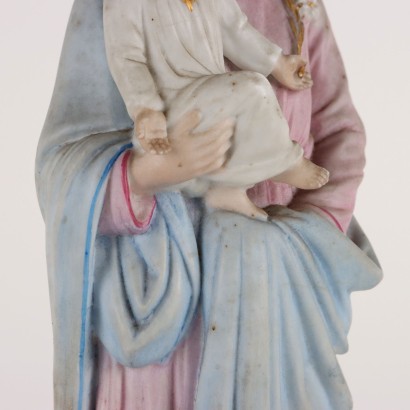 Sculpture Ancienne Saint Joseph en Coffret Porcelaine Colorée