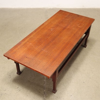 Table Basse Vintage Italie Années 60 Bois Plaqué Teak Massif