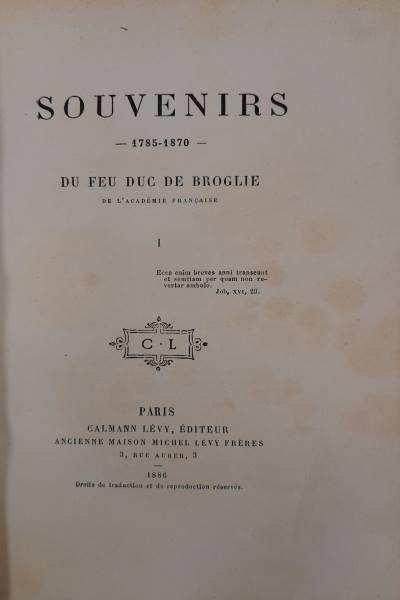 Souvenirs 1785-1870 (4 Bände)