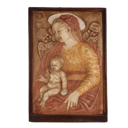 Madonna mit Kind Flachrelief aus Gips