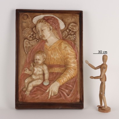 Vierge à l'Enfant Bas-relief en plâtre