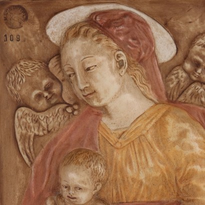 Madonna with Child Bas-relief in plaster