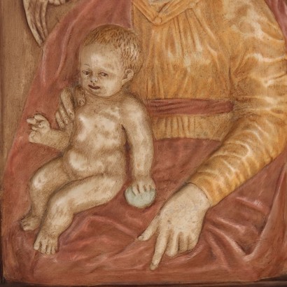 Vierge à l'Enfant Bas-relief en plâtre