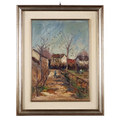 Tableau Contemporain Giovanni Balansino Paysage Huile sur Panneau Dur