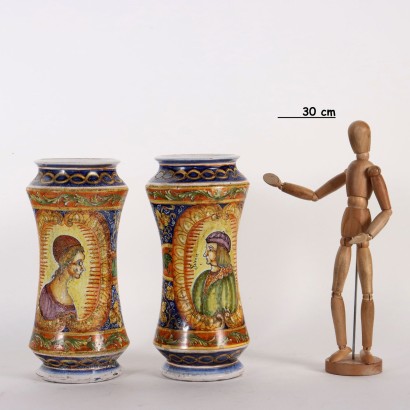 Pair of Majolica Albarelli