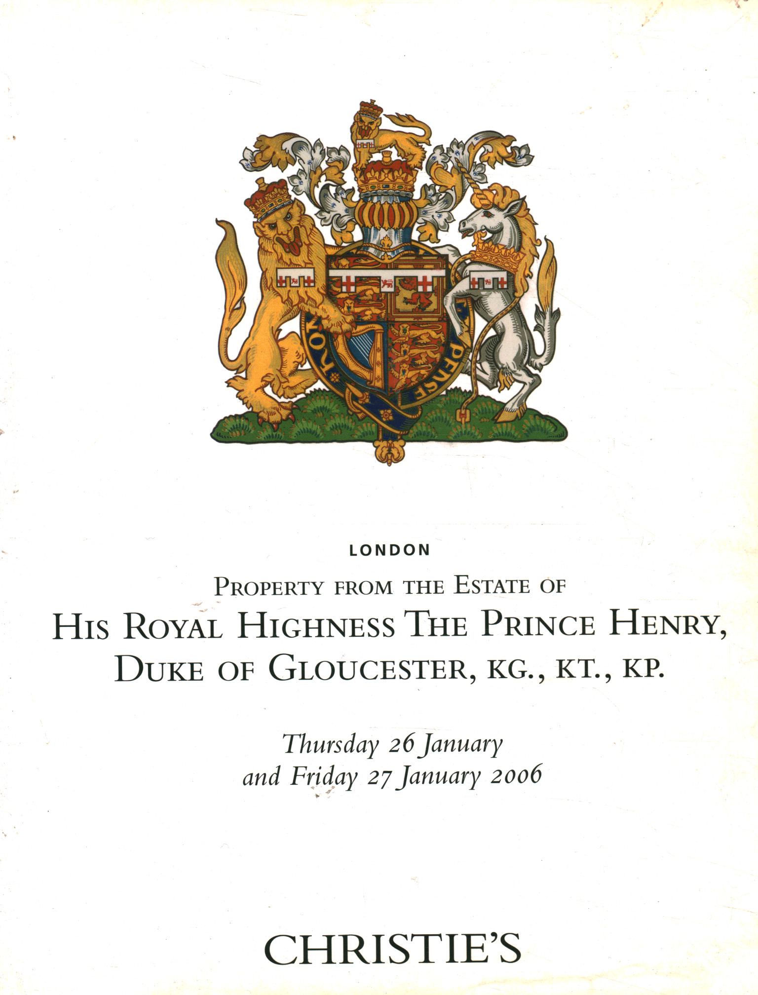 Property from the Estate of His Royal%, Property from the Estate of His Royal%