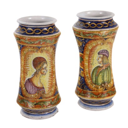 Pair of Majolica Albarelli