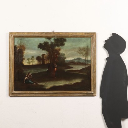 Landscape painting with figures