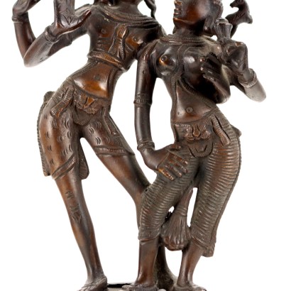 Krishna con una Gopi Scultura in Bronz