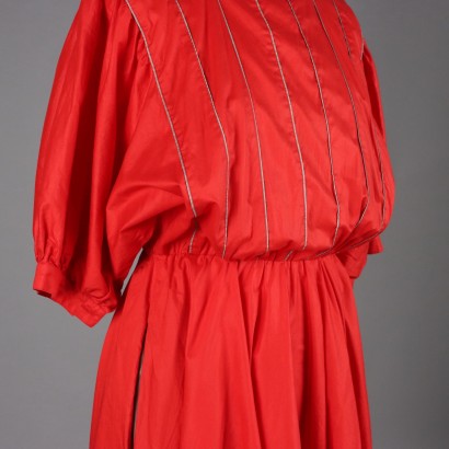 Vintage Rotes Baumwollkleid