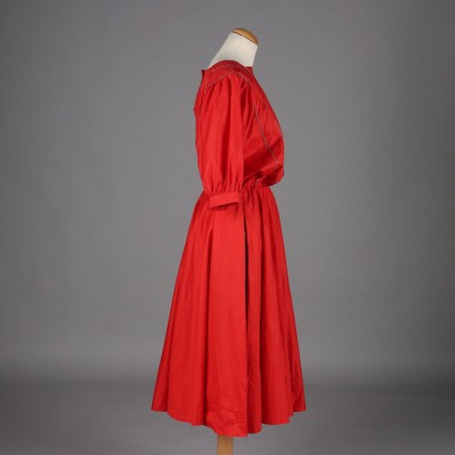 Vintage Rotes Baumwollkleid