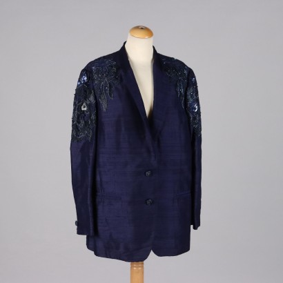 Vintage Blue Silk Shantung Jacket