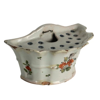 Ancient Planter Second Half XIX Century Majolica Flowers