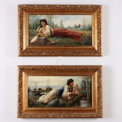 Pair of Paintings Oil on Canvas Eastern Europe XIX-XX Century