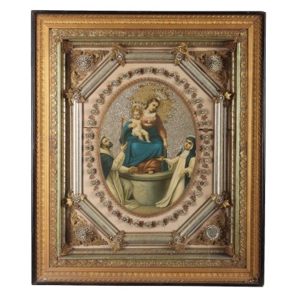 Cromolitografia Madonna del Rosario