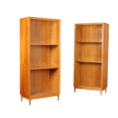 Pair of Vintage 1950s Bookcases Poplar Veneer Italy