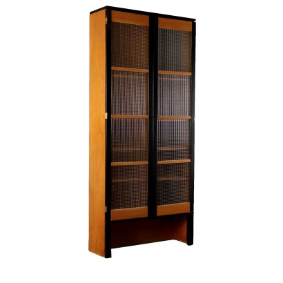 Vintage Bookcase Ash Veneer Glass Italy 1970s-1980s