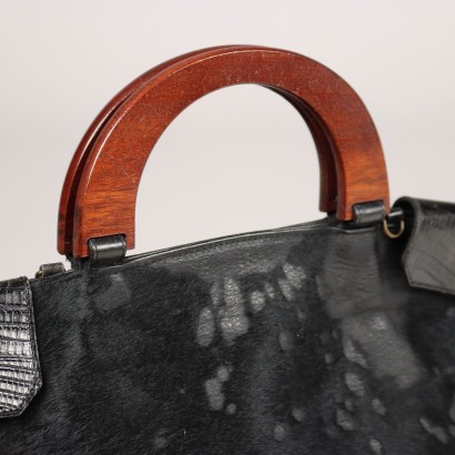 Vintage-Tasche aus Leder und Pony