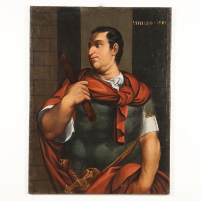 Tableau Ancien Portrait de l'Empereur Vitellius Huile sur Toile '700