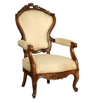 Antique Louis Philippe Armchairs Walnut Italy XIX Century