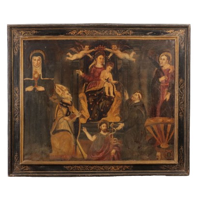 Antique Painting with Religious Subject Oil on Canvas XVII Century