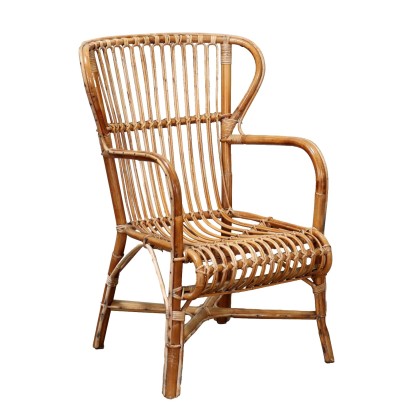 Vintage 1970s-80s Elegant Bamboo Armchair Italy