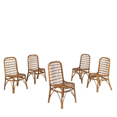 Group of 5 chairs, Five 1980s bamboo chairs