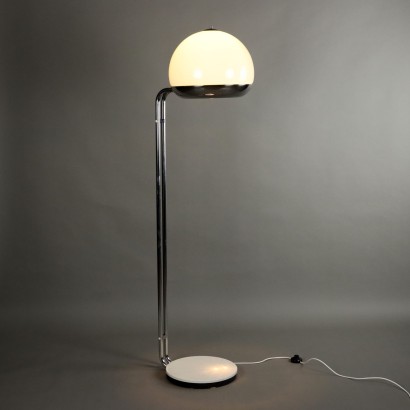 Vintage 1970s Floor Lamp Metal Glass Lampshade Italy