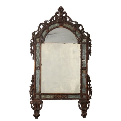 Miroir Néoclassique Ancien Bois Argenté du XVIIIe Siècle