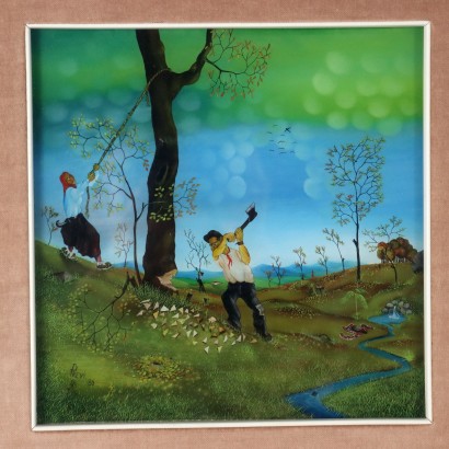 Painting by Mario Previ,The woodcutter,Mario Previ,Mario Previ,Mario Previ,Mario Previ