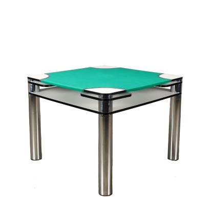 Vintage 1970s Table Zanotta Poker Chromed Metal Italy