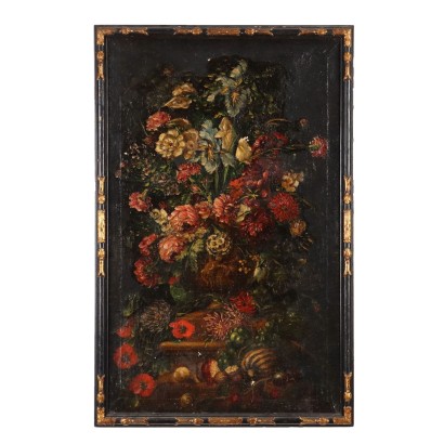 Tableau Ancien avec Composition de Fleurs Huile sur Toile '600