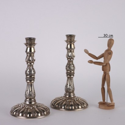 Pair of Candlesticks in 900 Silver