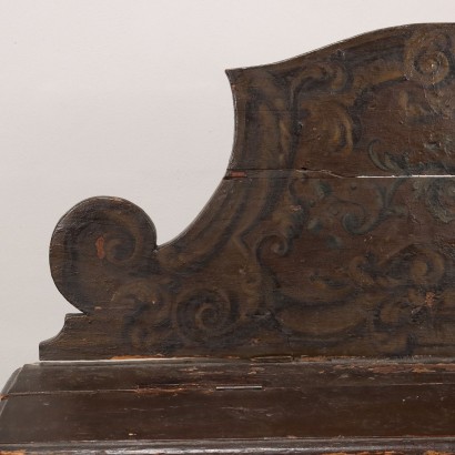 Banquette baroque en bois laqué et peint