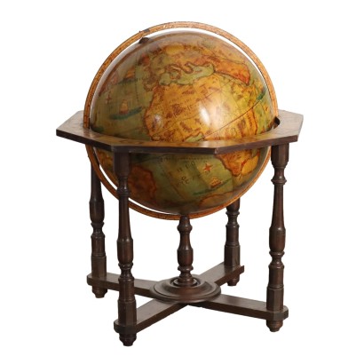 Antiker Globus aus Holz Italien des XX Jhs