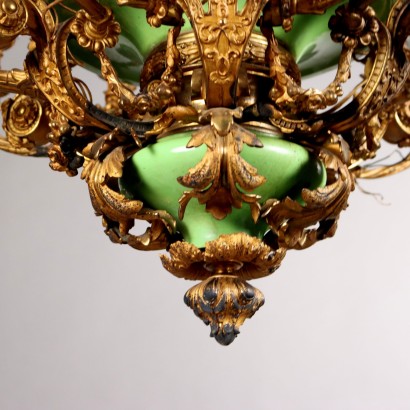 Lampadario Napoleone III in Bronzo Dorat