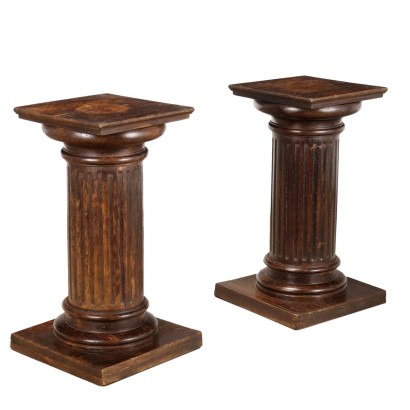 Pair of Antique Umbertine Columns Beech XIX Century