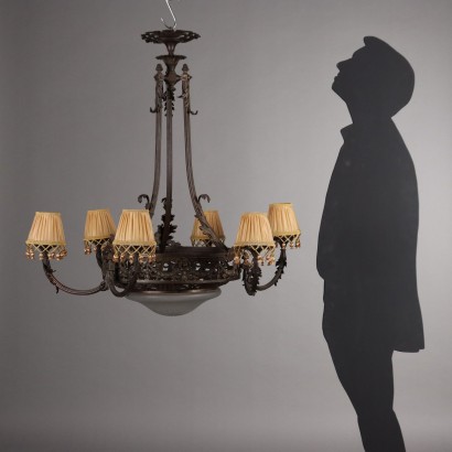 Lampadario Liberty in Bronzo