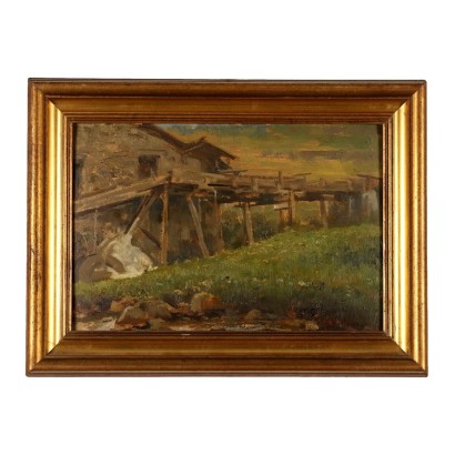 Dipinto di Carlo Vittori,Paesaggio con mulino,Carlo Vittori,Carlo Vittori,Carlo Vittori