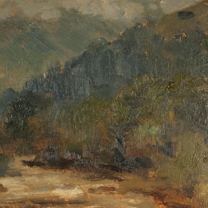 PINTURA VITTORI,Pintura de Carlo Vittori,Paisaje de montaña con arroyo,Carlo Vittori,Carlo Vittori,Carlo Vittori,Carlo Vittori