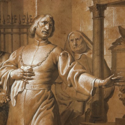 Gemälde mit historischer Szene, Der Abschied von Ludovico il Moro, Gemälde von Ludovico il Moro auf dem Grab von