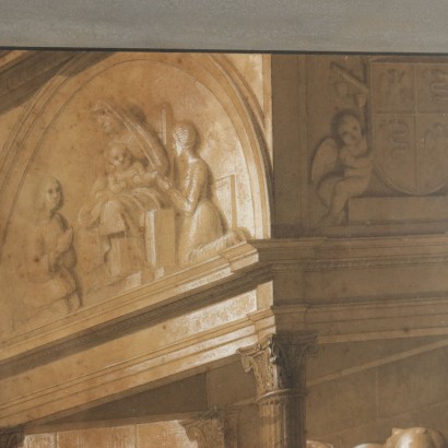 Gemälde mit historischer Szene, Der Abschied von Ludovico il Moro, Gemälde von Ludovico il Moro auf dem Grab von