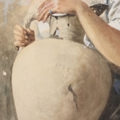 Painting by Ettore Ximenes,Young commoner with jar,Ettore Ximenes,Ettore Ximenes,Ettore Ximenes