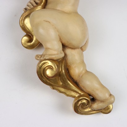 Paire de Putti en Bois Sculpté