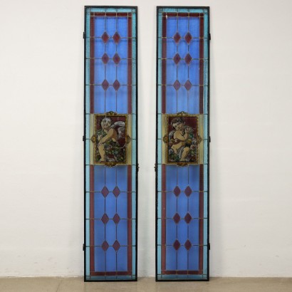 Pair of Liberty stained glass windows